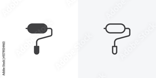 Paint roller icon. collection of editable stroke line and solid flat styles.