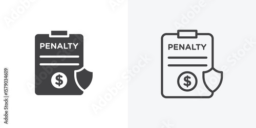 Penalty icon. collection of editable stroke line and solid flat styles.