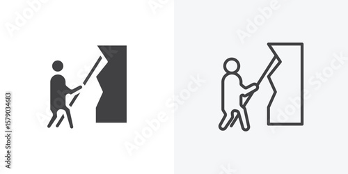 People Climbing icon. collection of editable stroke line and solid flat styles.