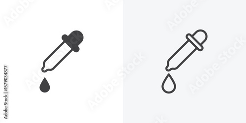 Pipette icon. collection of editable stroke line and solid flat styles.