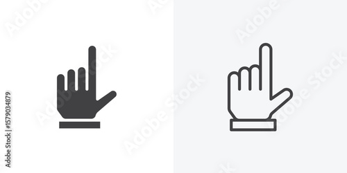 Pointing hand icon. collection of editable stroke line and solid flat styles.