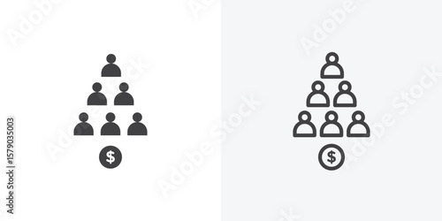 Ponzi scheme icon. collection of editable stroke line and solid flat styles.