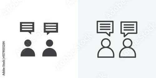 Public opinion icon. collection of editable stroke line and solid flat styles.