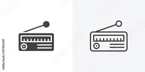 Radio icon. collection of editable stroke line and solid flat styles.