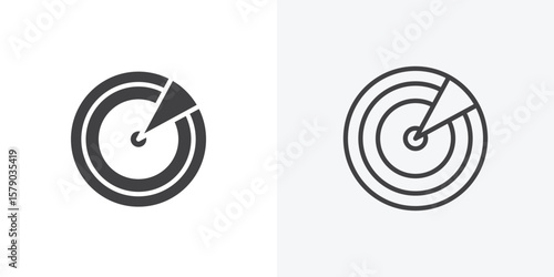 Radar detection icon. collection of editable stroke line and solid flat styles.