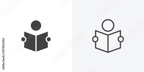 Reading icon. collection of editable stroke line and solid flat styles.