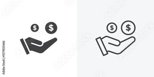 Revenue icon. collection of editable stroke line and solid flat styles.