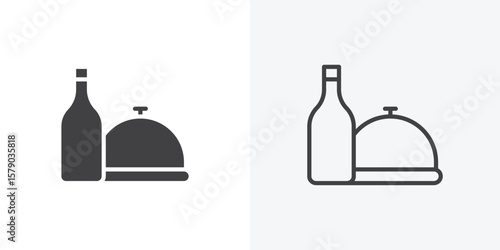 Room service icon. collection of editable stroke line and solid flat styles.