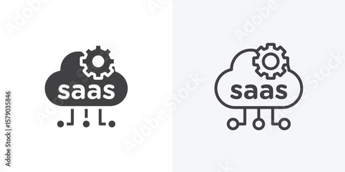 SaaS icon. collection of editable stroke line and solid flat styles.