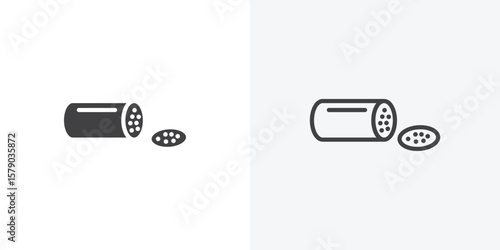 Salami icon. collection of editable stroke line and solid flat styles.