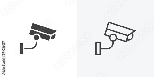 Security camera icon. collection of editable stroke line and solid flat styles.