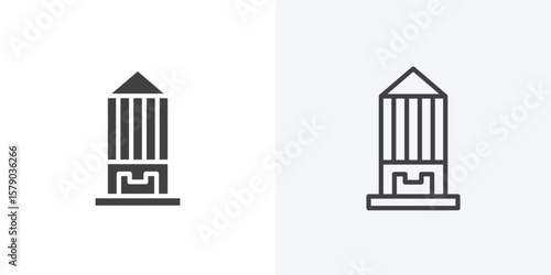 Silo icon. collection of editable stroke line and solid flat styles.