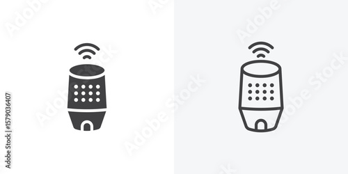 Smart speaker icon. collection of editable stroke line and solid flat styles.