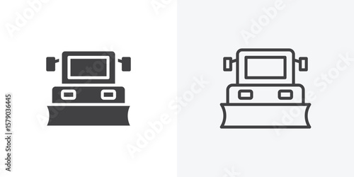 Snowplow icon. collection of editable stroke line and solid flat styles.