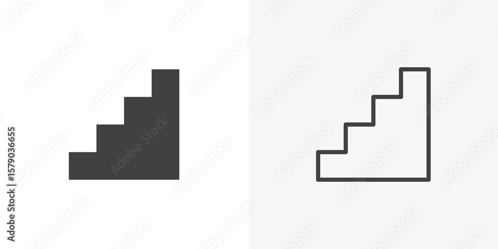 Fototapeta premium Stairs icon. collection of editable stroke line and solid flat styles.