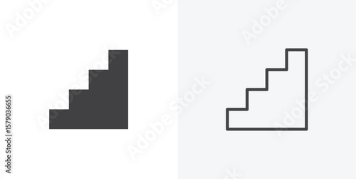 Stairs icon. collection of editable stroke line and solid flat styles.