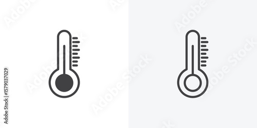 Thermometer icon. collection of editable stroke line and solid flat styles.