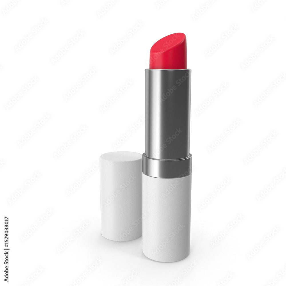 Fototapeta premium Vibrant Red Lipstick Beauty CloseUp ,3D RENDER , transparent background, PNG
