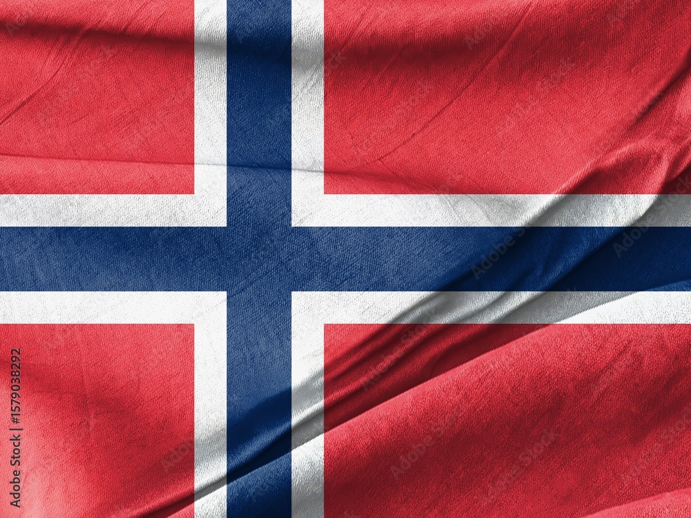 Fototapeta premium Waving Norwegian Flag Against a Gentle Breeze