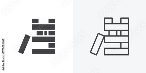 Wooden block icon. collection of editable stroke line and solid flat styles.