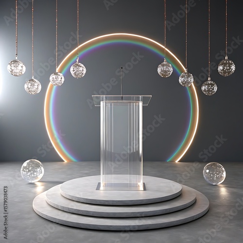 Modern glass product podium