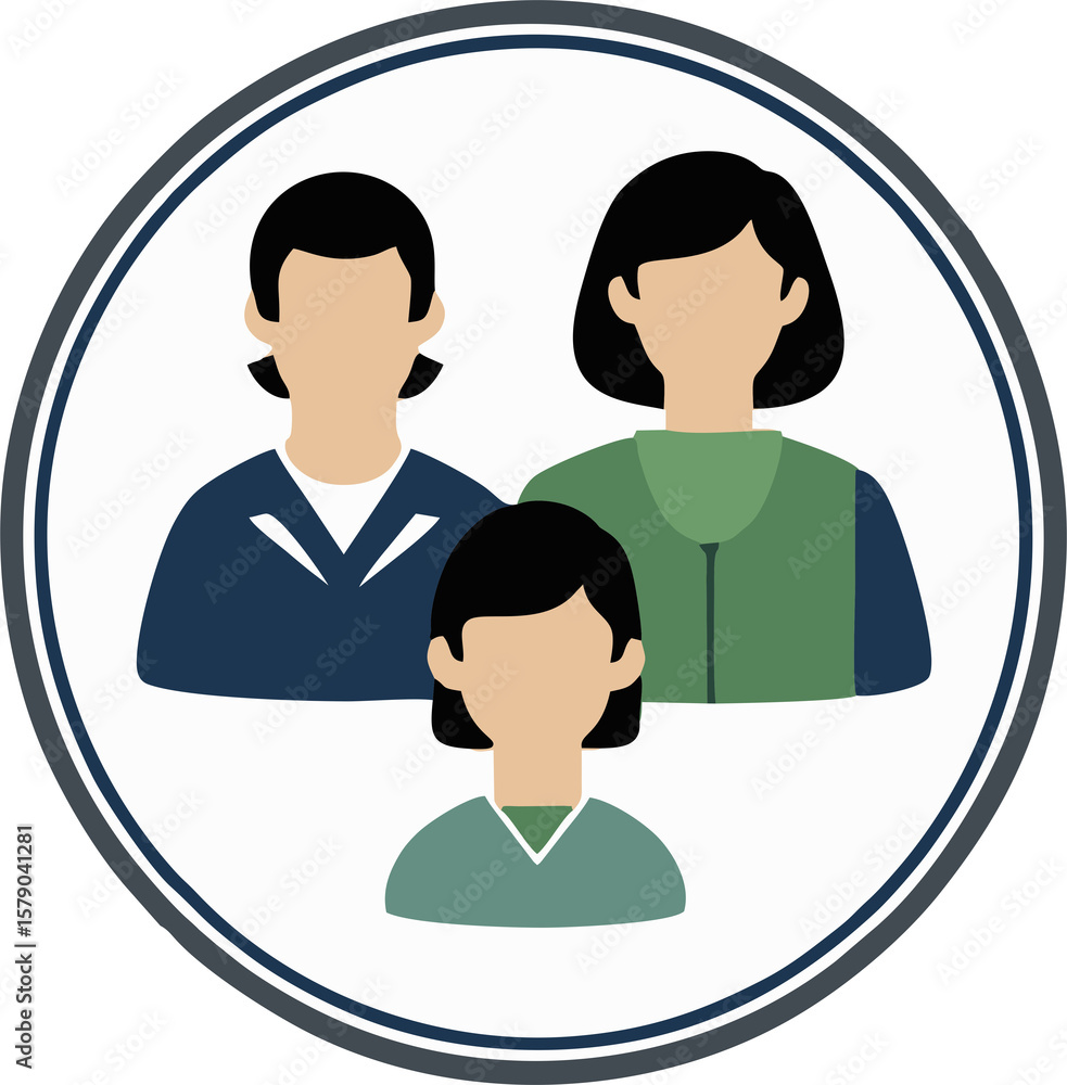 Fototapeta premium Diverse team avatars, flat design for user profiles. professional cartoon characters representing a business team. Group of smiling people icons for collaboration.