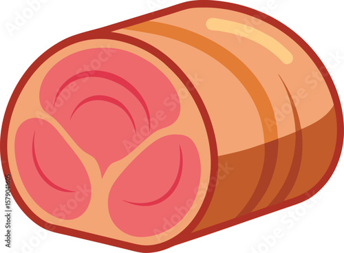 Pancake Stack Graphic Presentations Delicious Rolled Ham Slice, Perfect for Sandwiches or Charcuterie Boards, High-Quality Illustration