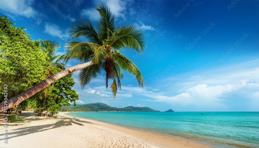 Fototapeta premium palm tree at the beach koh samui thailand