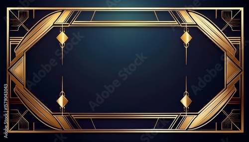 elegant gold art deco frame providing a sophisticated border adding vintage glamour and timeless style to any design project with geometric precision and luxurious aesthetic
