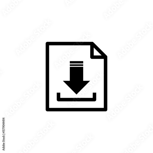 Download Icon: Simple and clean download icon representing the process of downloading a file or document.