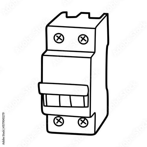 black and white vector of an upward-facing electrical safety device with two upward-facing electrical safety devices