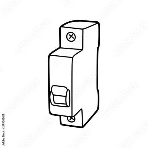 black and white vector of a left-facing electrical safety device with one switch facing up