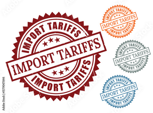 Import Fees Approved Stamp Collection, Grunge Rubber Customs Label Set  