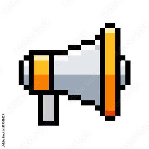 Megaphone Pixel Art Icon in Retro Style

