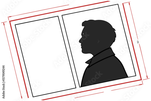 Passport photo image size guide or template for official identification purposes.