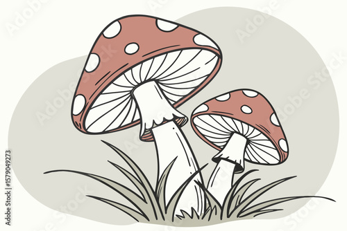 Mushroom graphic or text variant used for food, biology, or fantasy illustrations.