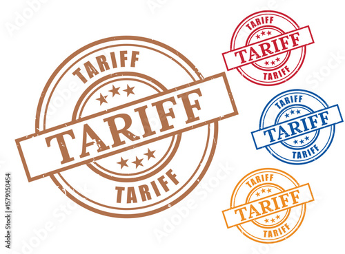 Tariff Grunge Rubber Stamp Collection, Customs Duty Tax Vector Set  
