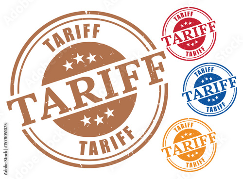 Customs Duty Stamp Set, Grunge Style Tariff Label Vector Collection  