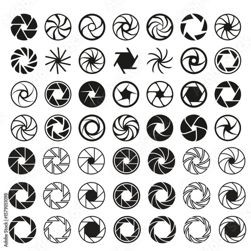 Camera shutter icons set ,camera lance icon eps file 10