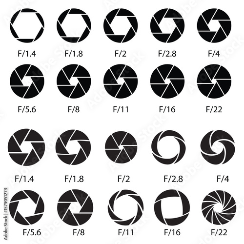 Camera shutter icons set ,camera lance icon eps file 10