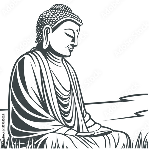 Buddha statue in the sunset silhouette free online design download.