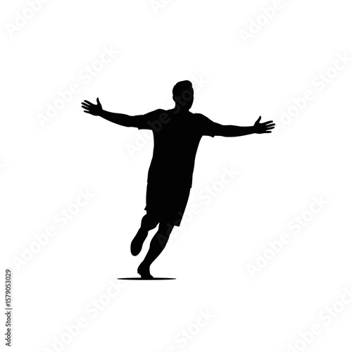Goal Celebration Silhouette: A dynamic silhouette captures a moment of pure elation as a triumphant player celebrates a goal, arms outstretched in a gesture of victory.
