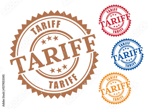 International Trade Tax Stamp Pack, Grunge Customs Duty Vector Set  