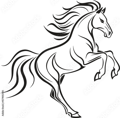 Black horse vector illustration featuring a running stallion silhouette, ideal for equestrian or farm-themed designs