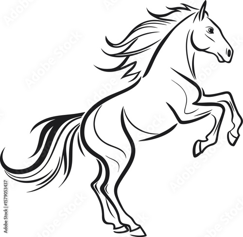 Elegant black horse vector silhouette illustration, perfect for equestrian and wild animal designs
