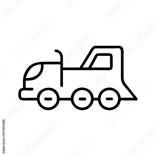 Snow plow vehicle in minimalist design with simple lines  