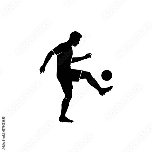 Dynamic Soccer Silhouette: A silhouette captures the artistry of a soccer player balancing the ball with skillful precision, symbolizing agility and dedication.
