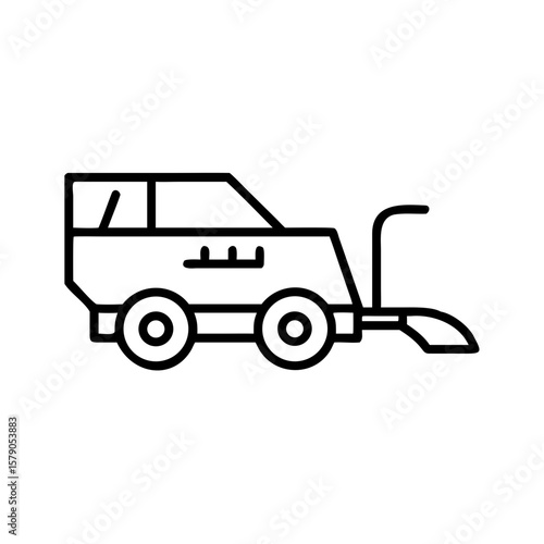 Silage harvester illustration with line design features  