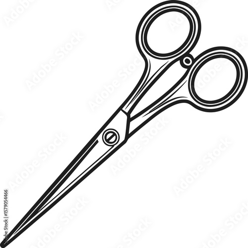 Sharp metal scissors on a white background, ready to cut with their stainless steel blades