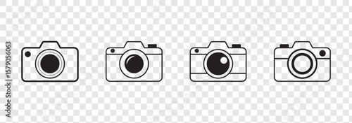 Camera icon set camera photo snapshot capture photograph shutter flash digital app modern minimalist symbol outline vector graphic icon flat style 